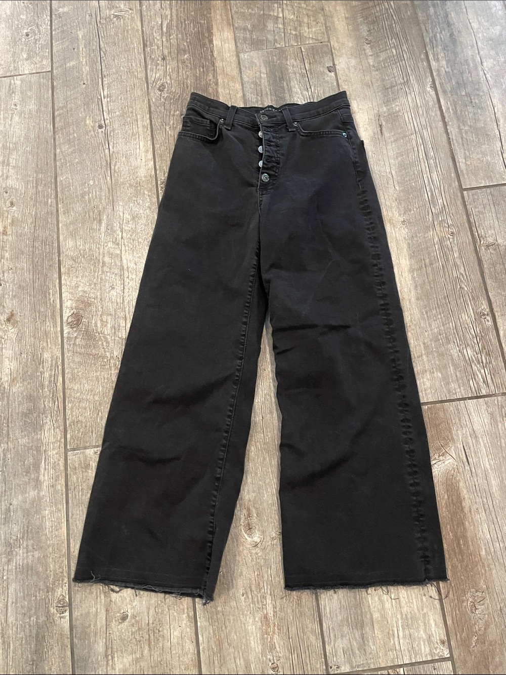 Veronica Beard Black High-Rise Wide-Leg Button-Fly Jeans